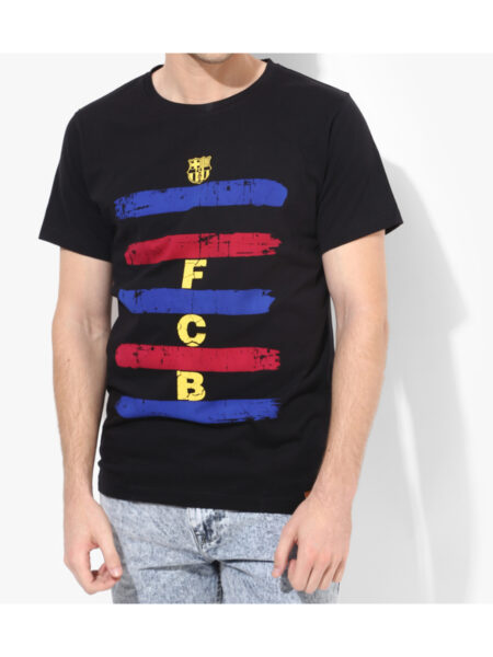 F.C. Barcelona T Shirt Mens Printed Stripe Round Neck F.C. Barcelona T Shirt Mens Printed Stripe Round Neck